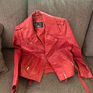 Women’s red leather jacket S